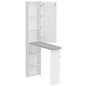 Dulap cu Masă de Călcat Pliabilă Economisitor de Spațiu cu Oglindă, Dulap Multifuncțional cu 6 Compartimente, 2 Cârlige, pentru Spălătorie Baie, 107x35x174 cm, Alb
