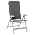 Scaun de pescuit pliabil cu brațe și spătar reglabil, din aluminiu și poliester, 75x61,5x76-115 cm, gri