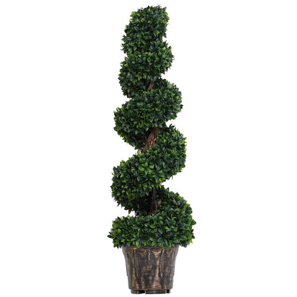 Plantă Artificială Decorativă Buxus în Spirală cu Ghiveci Inclus, Ф32x120 cm, Verde