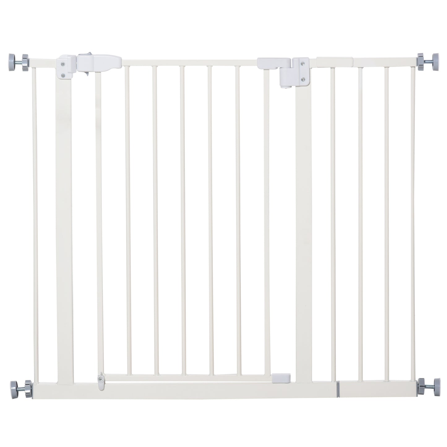 Poartă Extensibilă pentru Câini cu Montare prin Presiune și Închidere Automată, Înălțime 76,2 cm, Albă