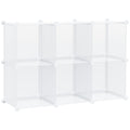 Dulap interior modular pentru pantofi, 6 cuburi din plastic PP, 94,5x32x162cm, transparent