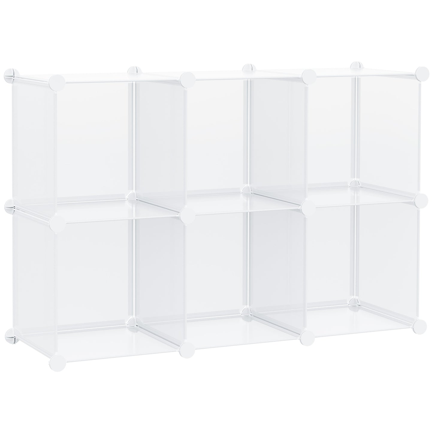 Dulap interior modular pentru pantofi, 6 cuburi din plastic PP, 94,5x32x162cm, transparent