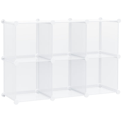 Dulap interior modular pentru pantofi, 6 cuburi din plastic PP, 94,5x32x162cm, transparent