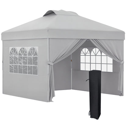 Pavilion Pliabil cu Înălțime Reglabilă, Ușă, 2 Ferestre și Geantă de Transport, 297x297x284 cm, Gri Deschis