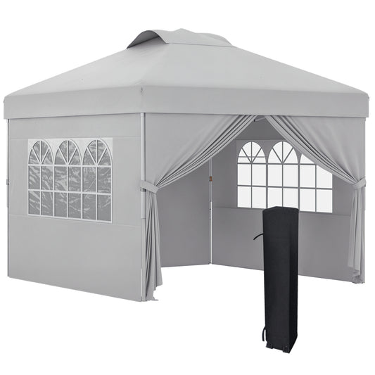 Pavilion Pliabil cu Înălțime Reglabilă, Ușă, 2 Ferestre și Geantă de Transport, 297x297x284 cm, Gri Deschis