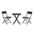 Set Mobilier pentru Grădină din Poly Ratan 3buc Set Masă și 2 Scaune pentru Grădină Pliabile Negru