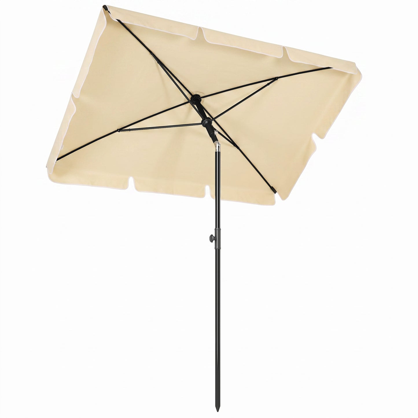 Umbrelă de Grădină Rectangulară și Reglabilă cu Stâlp din Aluminiu, 2x1.3x2.5 m, Bej