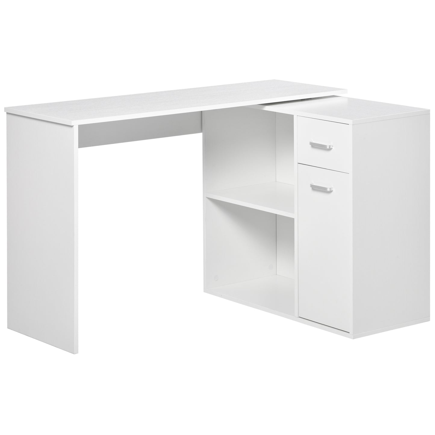 birou unghiular cu forma L, 117x82x74 cm, alb