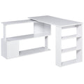 Birou pe Colț în Formă de L cu 5 Rafturi de Depozitare, Masă de Birou pentru Calculator și Home Office, 120x100x74cm, Alb