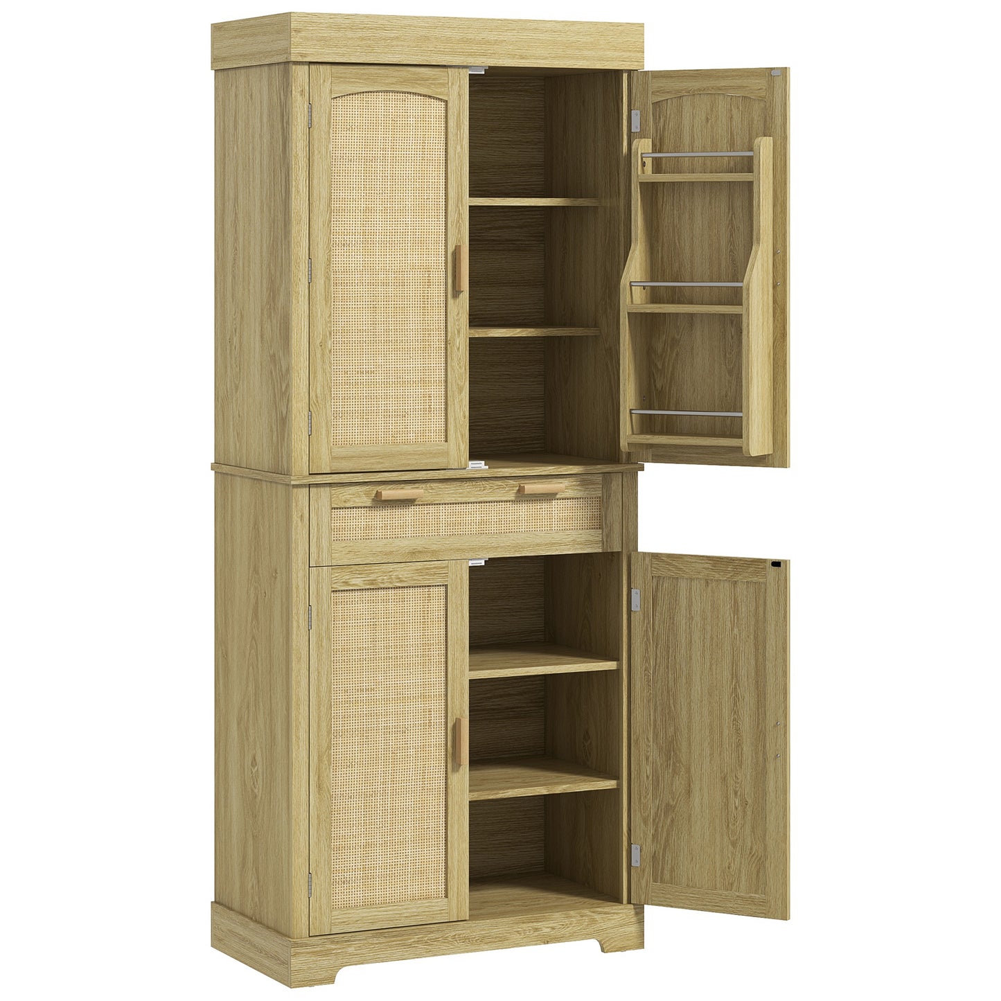 Dulap inalt Bucatarie – Stil Boho, 76×40×183 cm, Stejar