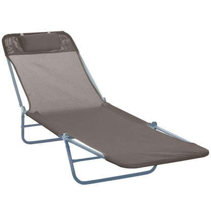 Șezlong Reglabil pentru Exterior, Scaun Reclinabil de Grădină și Piscină din Material Textilene Confortabil, Culoare Cafeniu