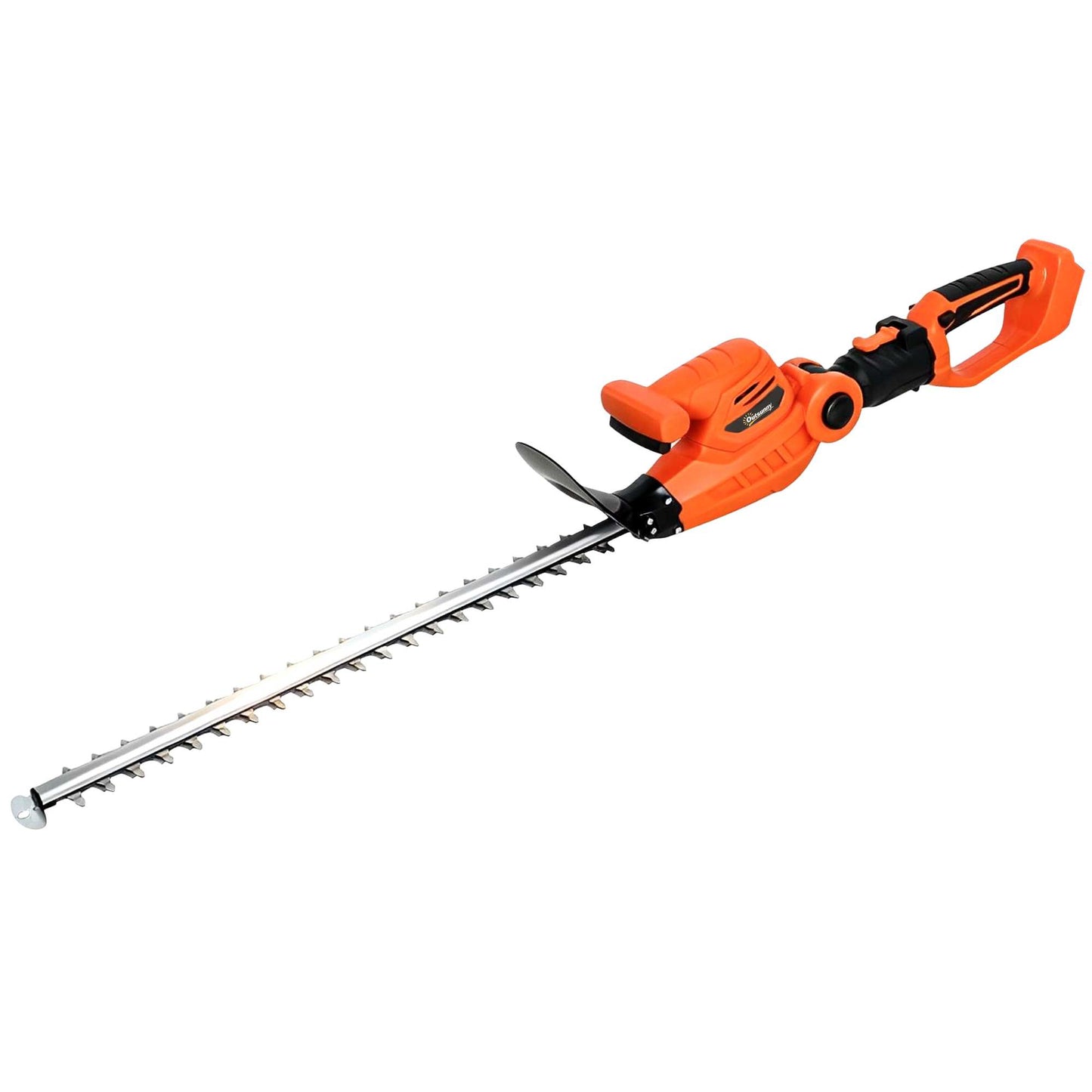 Trimmer pentru Gard Viu pe Baterie 18V, Trimmer pentru Grădină cu 2 Baterii de 4Ah, Încărcător, Târnă Telescopică Reglabilă din Aluminiu, Lamă Cu Acțiune Dublă de 51cm pentru Ramuri, Portocaliu