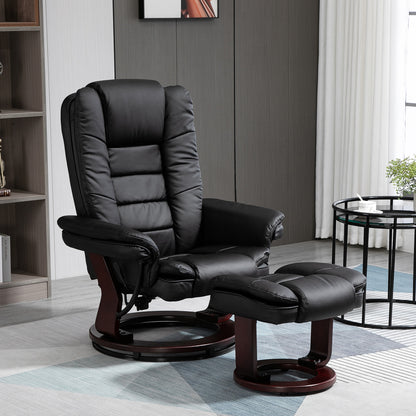 Set Fotoliu Relax si Taburet pentru Picioare, Pivotant la 360° si Inclinabil, Imitatie de piele PU