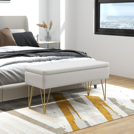 Bancuta Otoman 100 cm – Tapitata cu Depozitare & Picioare Elegante