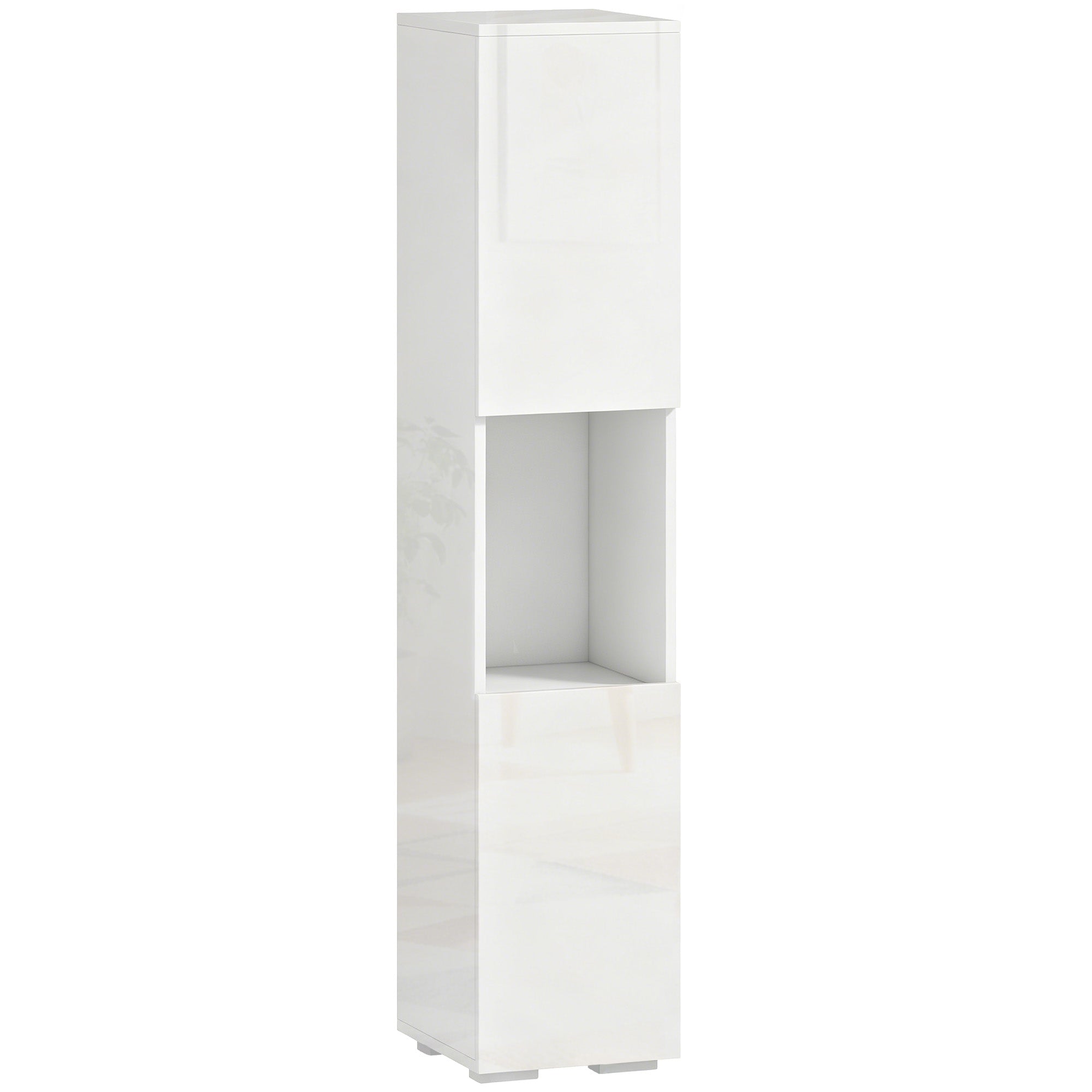 Dulap Multimedia Slim cu 5 Rafturi Reglabile, Alb