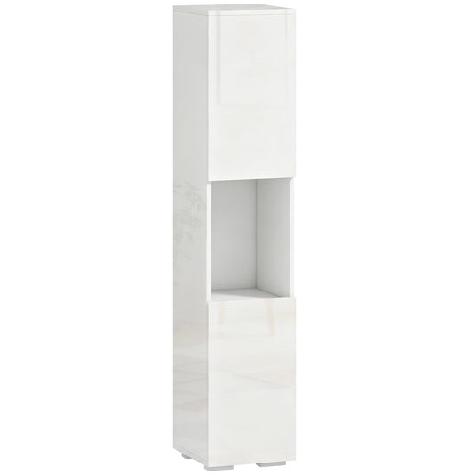 Dulap Multimedia Slim cu 5 Rafturi Reglabile, Alb