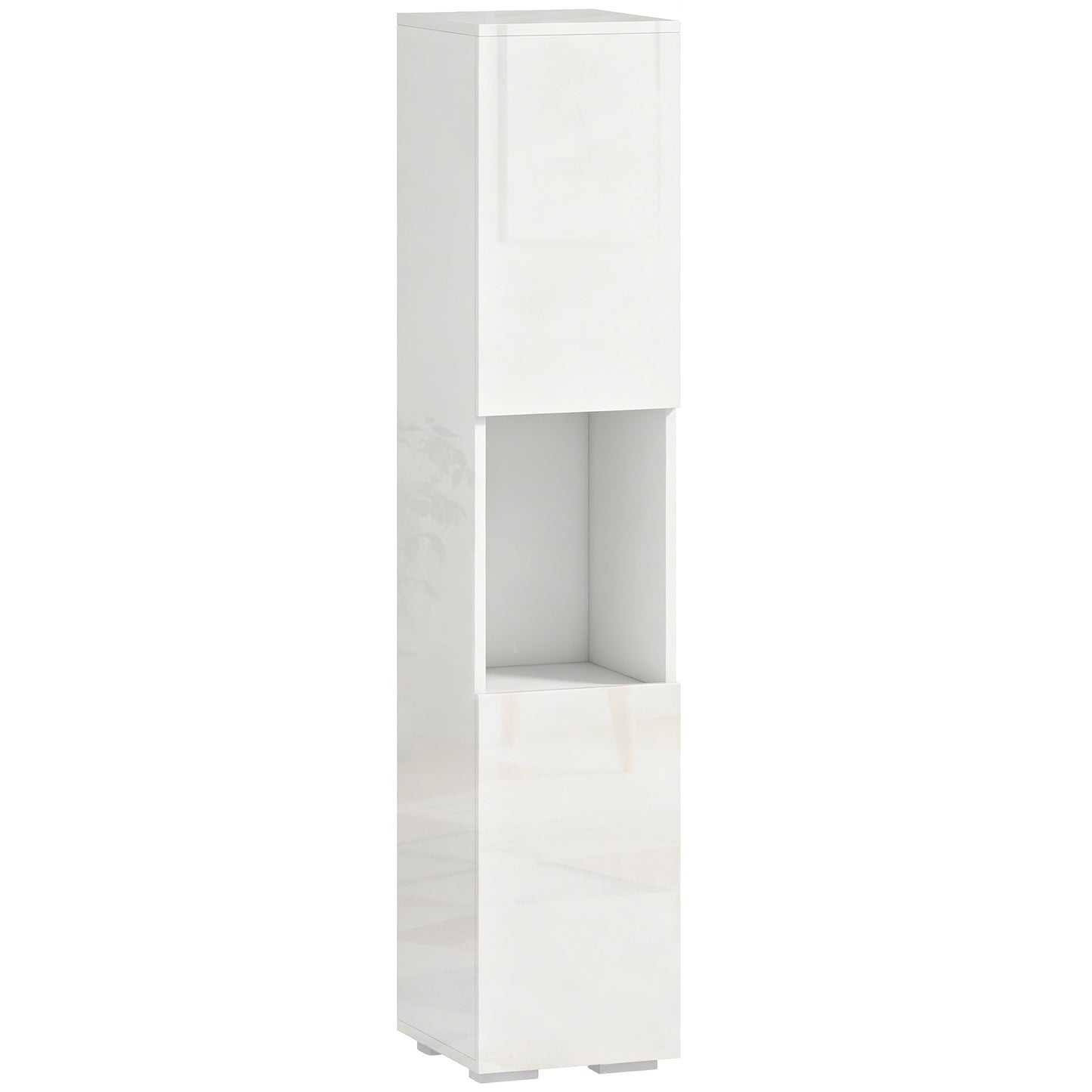 Dulap Multimedia Slim cu 5 Rafturi Reglabile, Alb