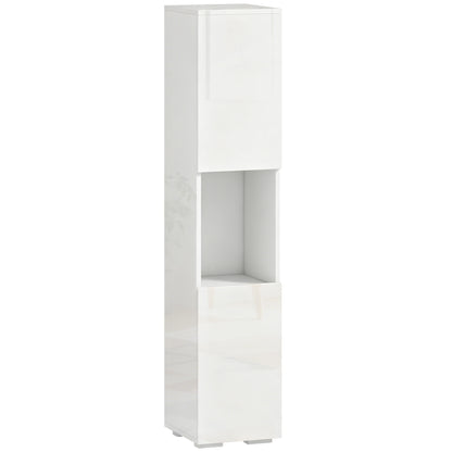 Dulap Multimedia Slim cu 5 Rafturi Reglabile, Alb