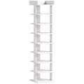 Pantofar 9 niveluri organizator din lemn pentru pantofi cu raft superior și 2 cârlige, pentru hol, Alb