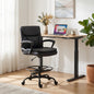 Scaun de desen Scaun de birou ergonomic rotativ cu înălțime și suport pentru picioare reglabil Negru