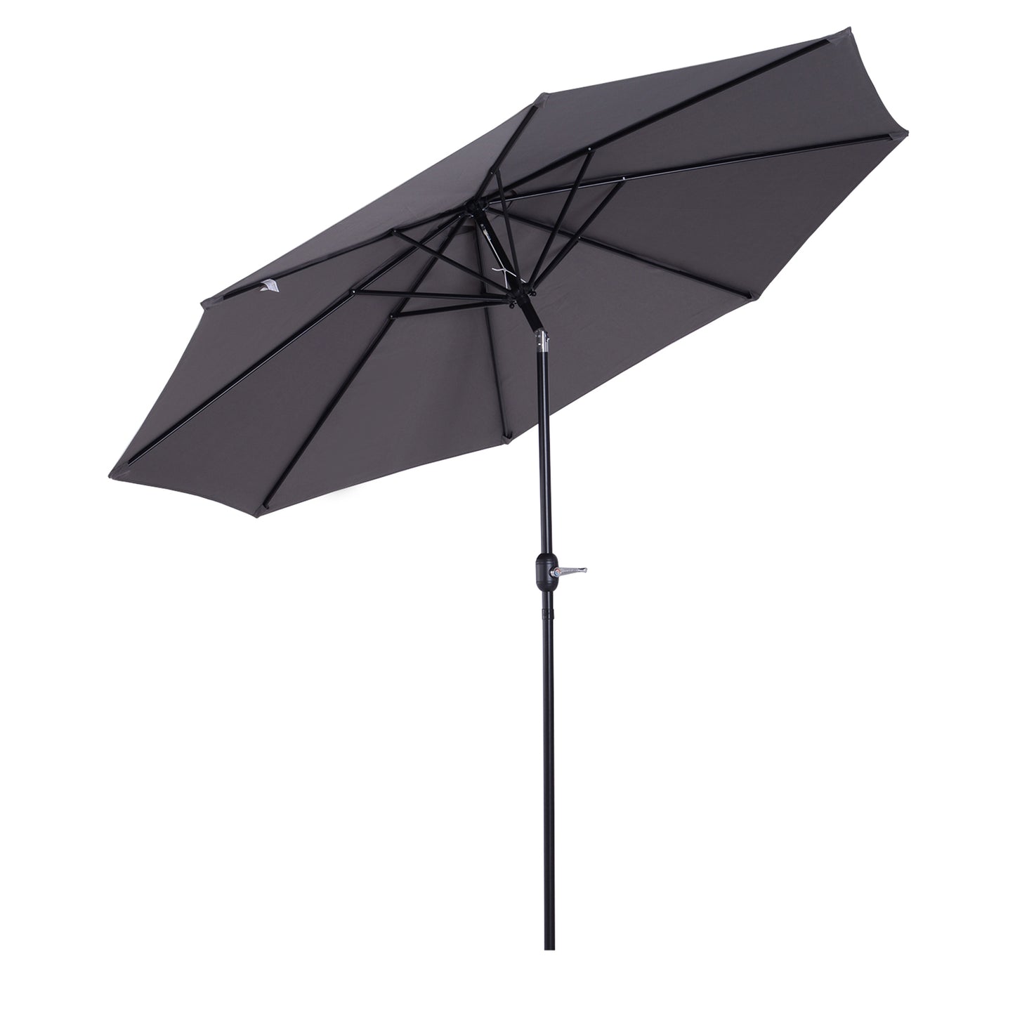 Umbrelă Rotundă de 300x250cm cu Manivelă și Funcție de Înclinare, Umbrelă de Grădină, Terasă, Exterior, Metal și Poliester Gri Închis