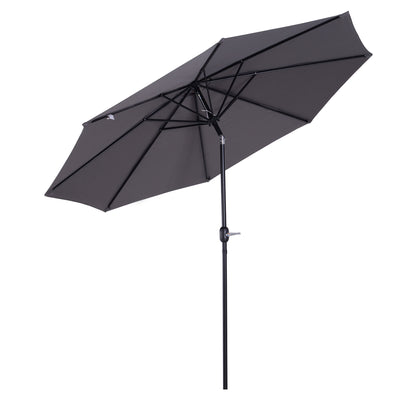 Umbrelă Rotundă de 300x250cm cu Manivelă și Funcție de Înclinare, Umbrelă de Grădină, Terasă, Exterior, Metal și Poliester Gri Închis