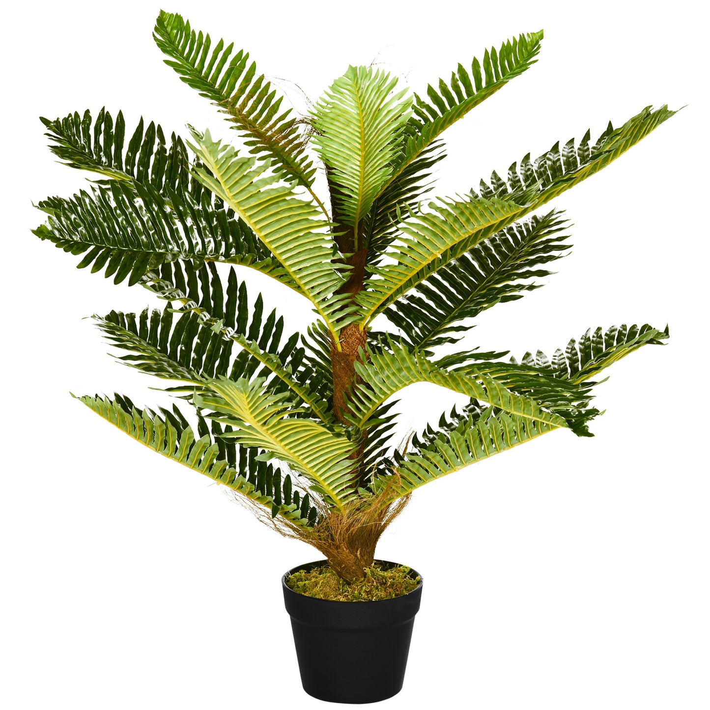 Plantă Artificială de Palmă cu 18 Frunze și Vas Inclus pentru Interior, Înălțime 85 cm, Verde