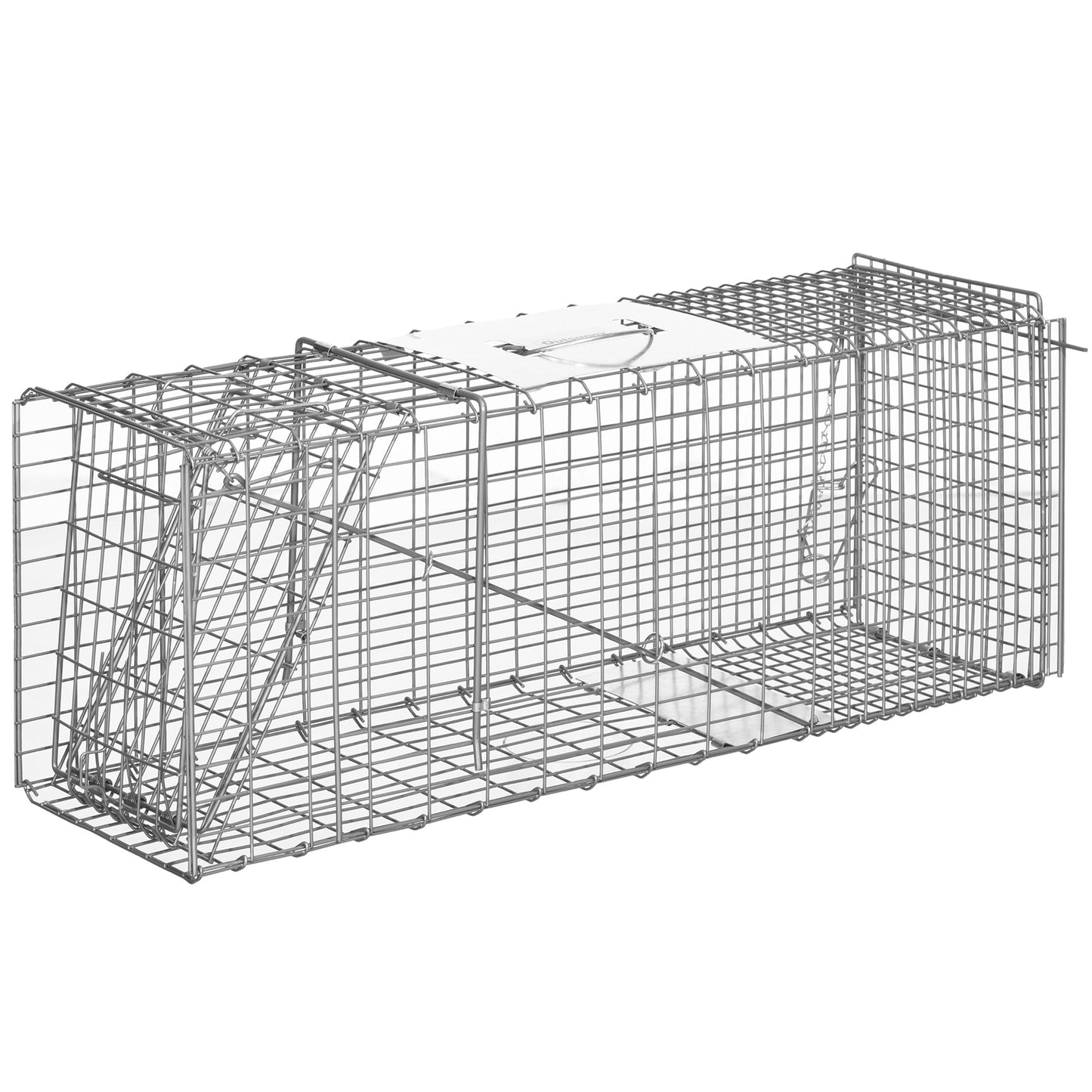 Capcana pentru animale , 81 x 26 x 34,5 cm Cusca umana pentru rozatoare pentru iepuri, pisici fara stapan, marmote, chipmunks, veverite, Argintie