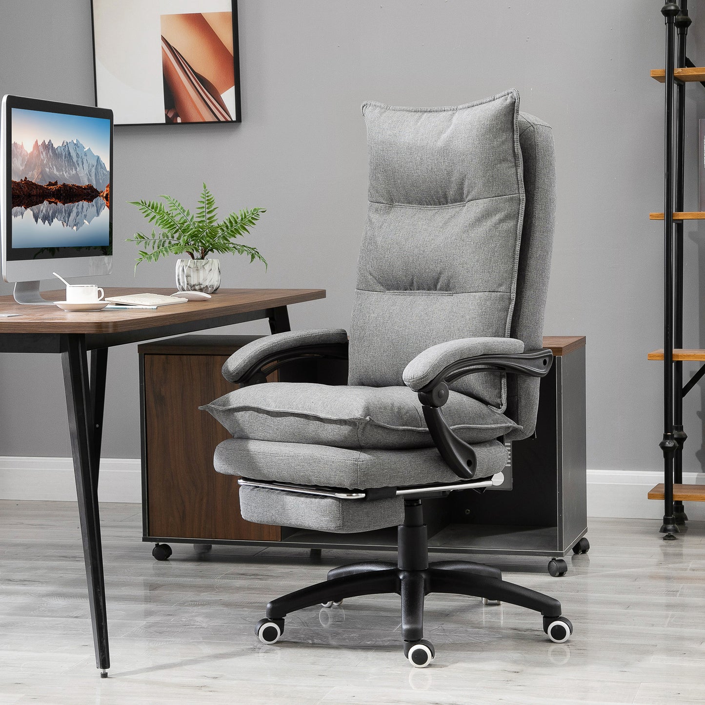 Scaun Birou Ergonomic – Masaj 6 Puncte & Reglabil, Gri
