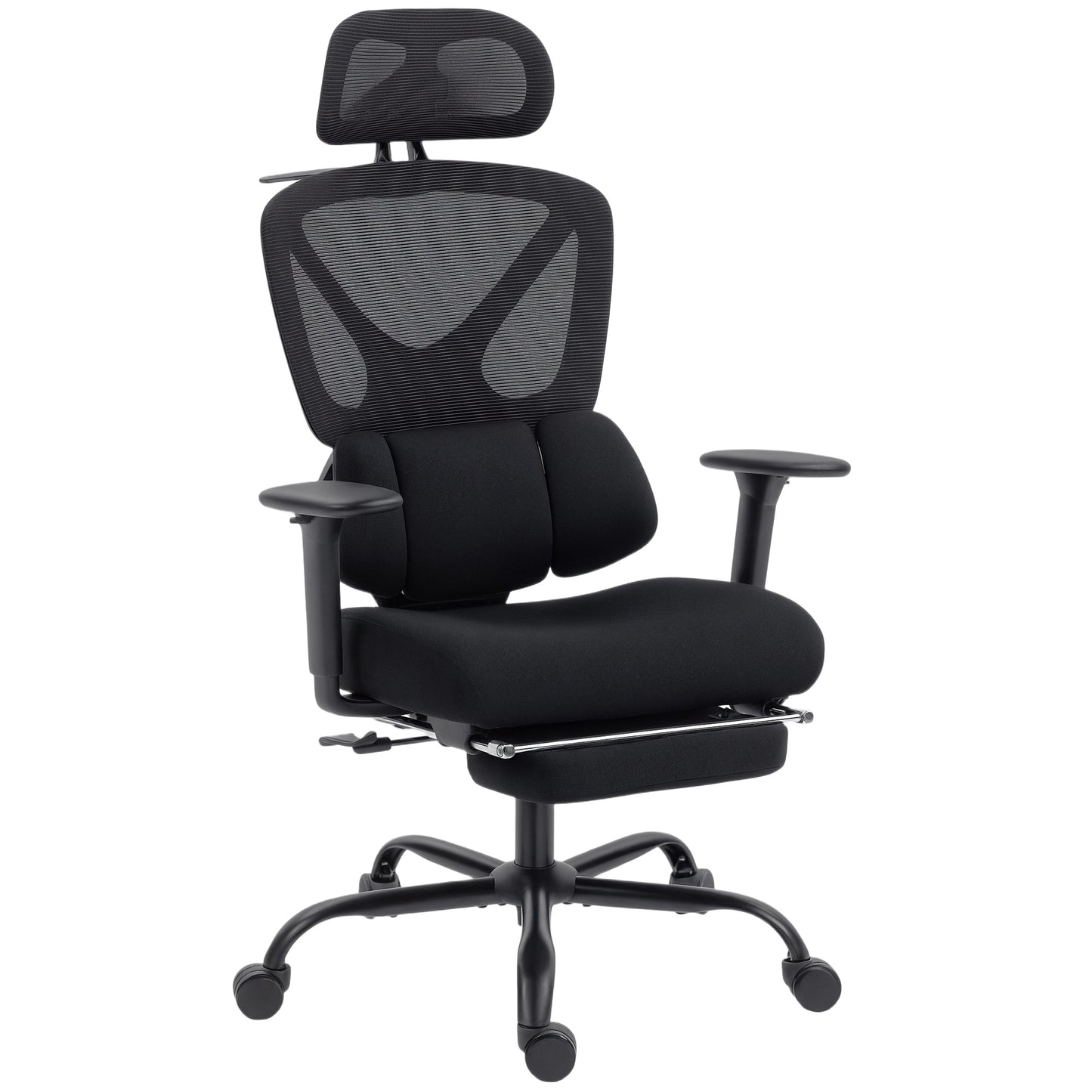 Scaun de Birou Ergonomic și Respirabil cu Suport Lombar Dinamic și Suport pentru Picioare, 73x75x120-128 cm, Negru