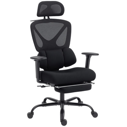 Scaun de Birou Ergonomic și Respirabil cu Suport Lombar Dinamic și Suport pentru Picioare, 73x75x120-128 cm, Negru