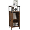 Noptieră în Stil Industrial cu 2 Rafturi Deschise și Raft Interior Reglabil pe 3 Nivele, 34x30x80 cm, Maro Rustic