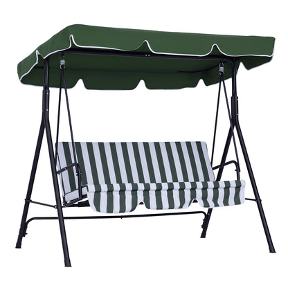 Balansoar  de grădină pentru 3 persoane cu acoperiș înclinabil și perne, 172x110x153 cm, Verde