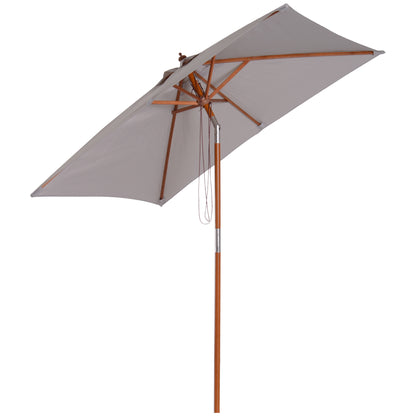 Umbrela de Gradina Reglabila Design Modern di Lemn 2x1.5m, Gri