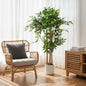 Copac Artificial de 120 cm, Plantă Decorativă cu Trunchi Solid din Lemn și Ghiveci pentru Interior, Verde