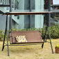 Balansoar de Gradina/Terasa 3 Locuri cu Baldachin Reglabil din Metal si Textilen, 172x110x155 cm, Maro