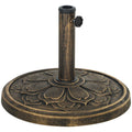 Bază pentru Umbrelă de 12 kg cu Manetă Integrată, din Rășină, Metal și Ciment, Ø46x33 cm, Bronz