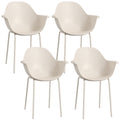 Set 4 Scaune Stivuibile pentru Terasă și Grădină, Scaune de Masă Exterior cu Design Ergonomic, Rezistente la Intemperii, Structură din Oțel, Gri