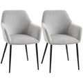 Set de 2 scaune de sufragerie, decorative din material textil din catifea, gri deschis