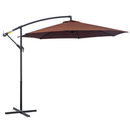 Umbrela Soare Descentrata de Gradina cu Colt Inclinabil din Metal si Poliester, Cafea, Φ3×2.6m