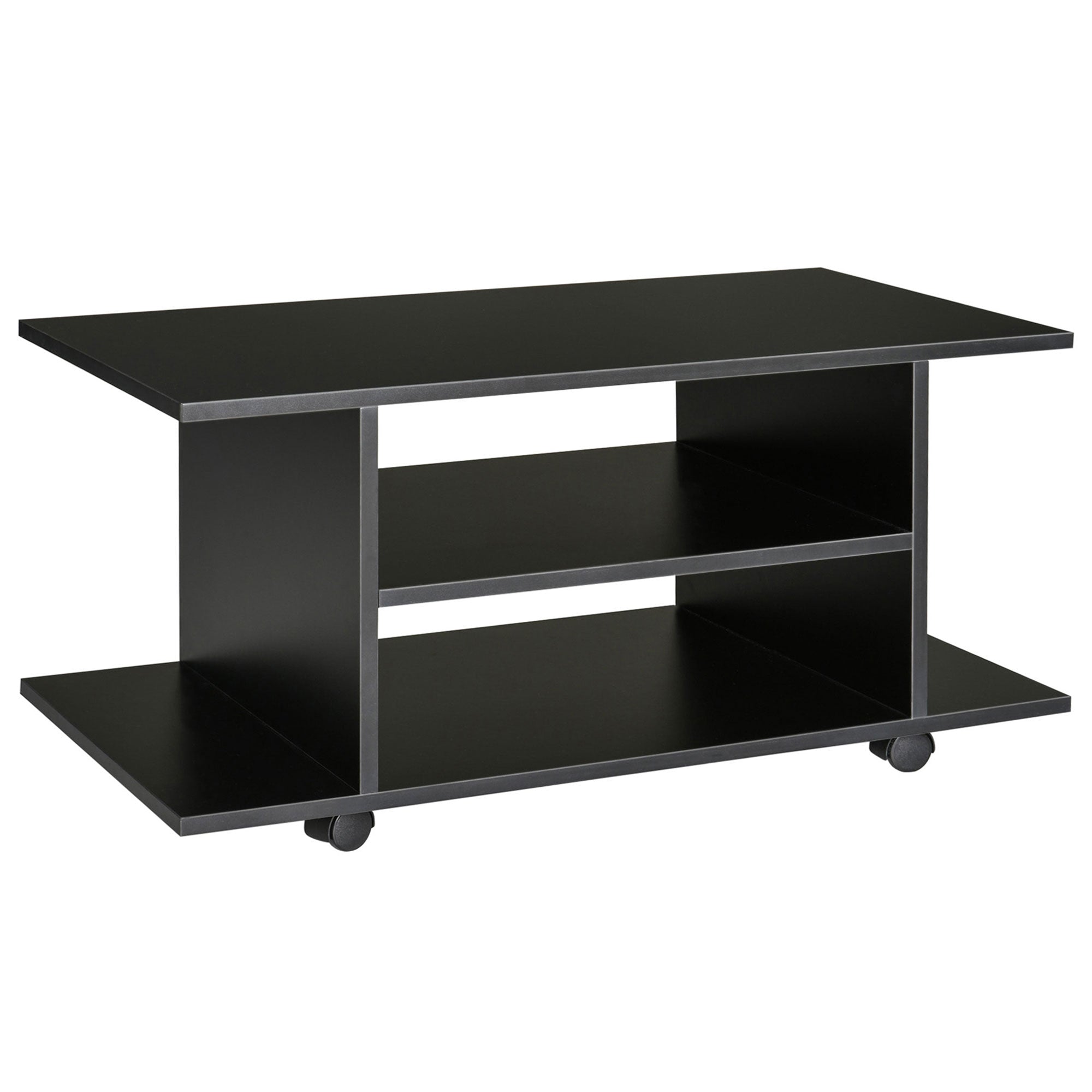 Mobilier Pentru Tv in Lemn cu Roti, Negru,40x40x80cm