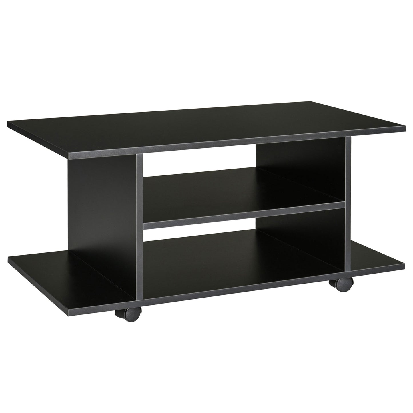 Mobilier Pentru Tv in Lemn cu Roti, Negru,40x40x80cm