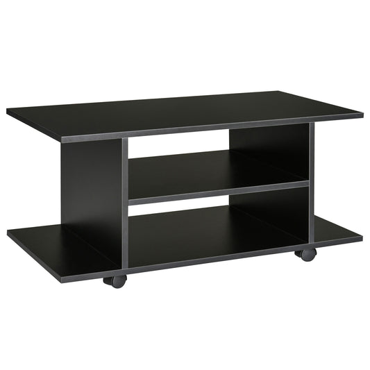 Mobilier Pentru Tv in Lemn cu Roti, Negru,40x40x80cm