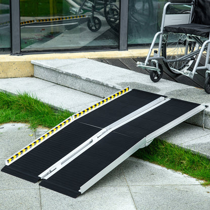 Rampă pliabilă și antiderapantă pentru scaun cu rotile din aluminiu, 152x73cm, Capacitate 272kg