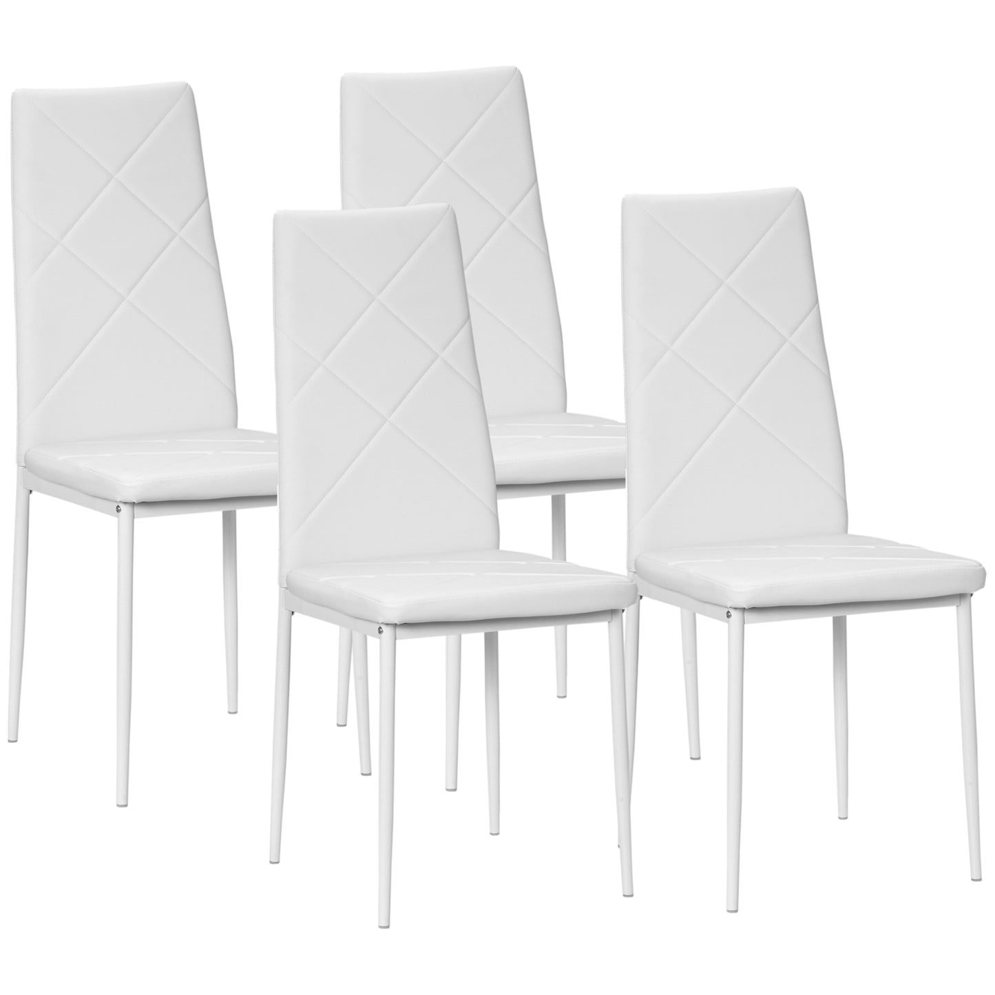 Set de 4 Scaune de Dining, Scaune Moderne pentru Sufragerie și Bucătărie, Piele Ecologică și Picioare din Oțel, Negru