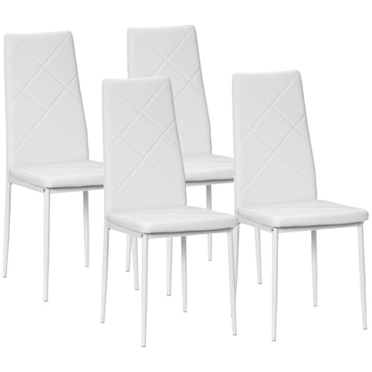 Set de 4 Scaune de Dining, Scaune Moderne pentru Sufragerie și Bucătărie, Piele Ecologică și Picioare din Oțel, Negru