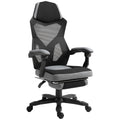 Scaun de Birou Ergonomic cu Spătar Reclinabil, Suport Picioare Retractabil, Înălțime Reglabilă, Gri