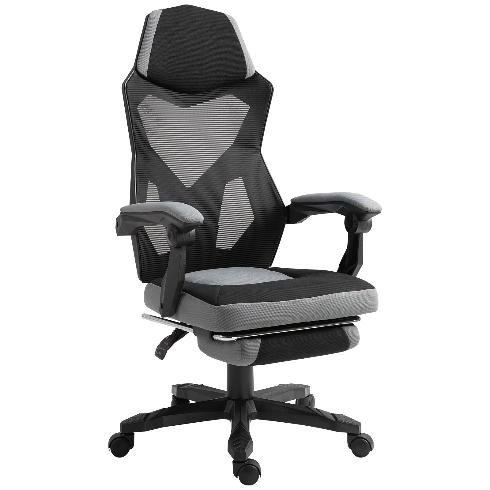 Scaun de Birou Ergonomic cu Spătar Reclinabil, Suport Picioare Retractabil, Înălțime Reglabilă, Gri