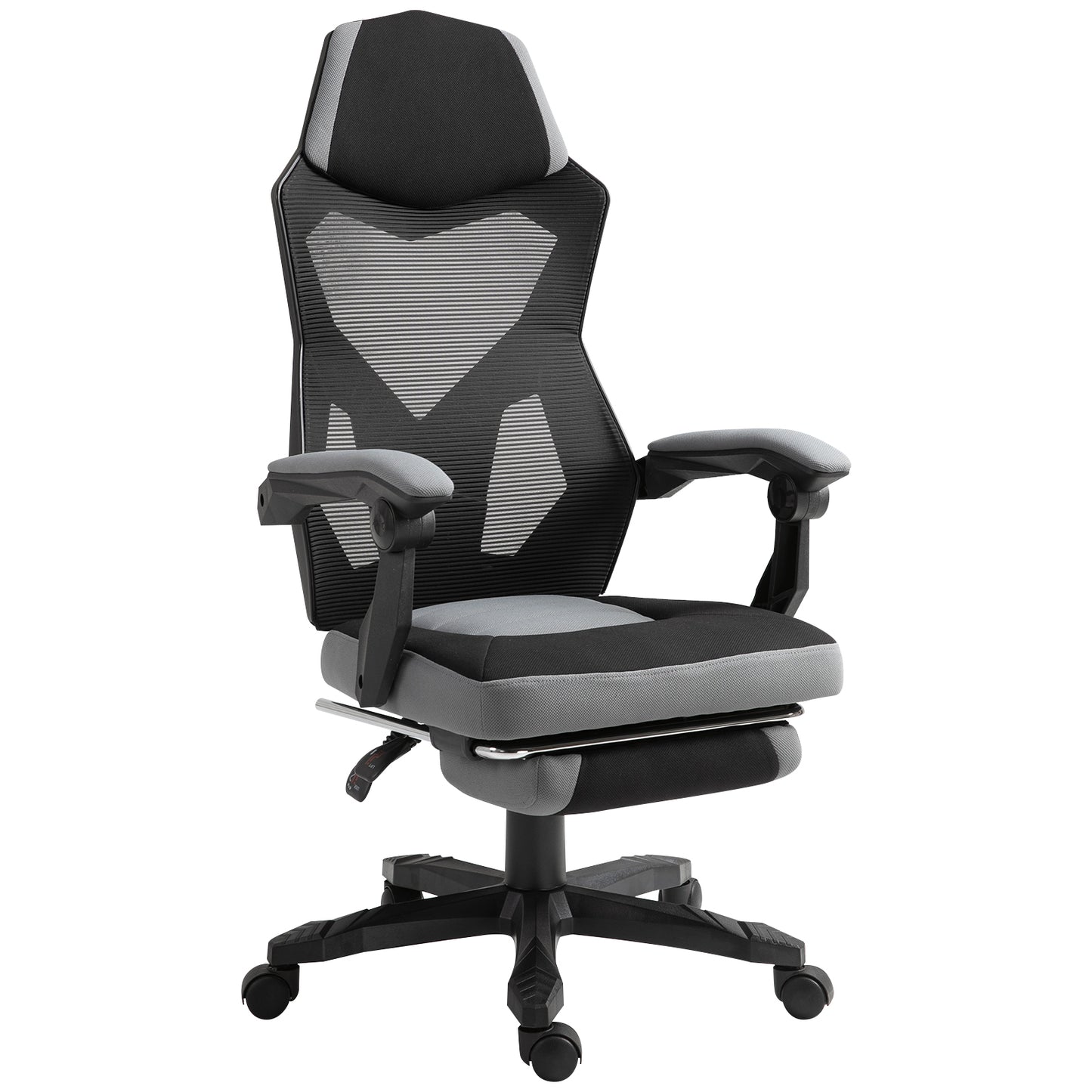 Scaun de Birou Ergonomic cu Spătar Reclinabil, Suport Picioare Retractabil, Înălțime Reglabilă, Gri