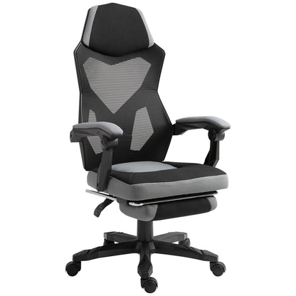 Scaun de Birou Ergonomic cu Spătar Reclinabil, Suport Picioare Retractabil, Înălțime Reglabilă, Gri